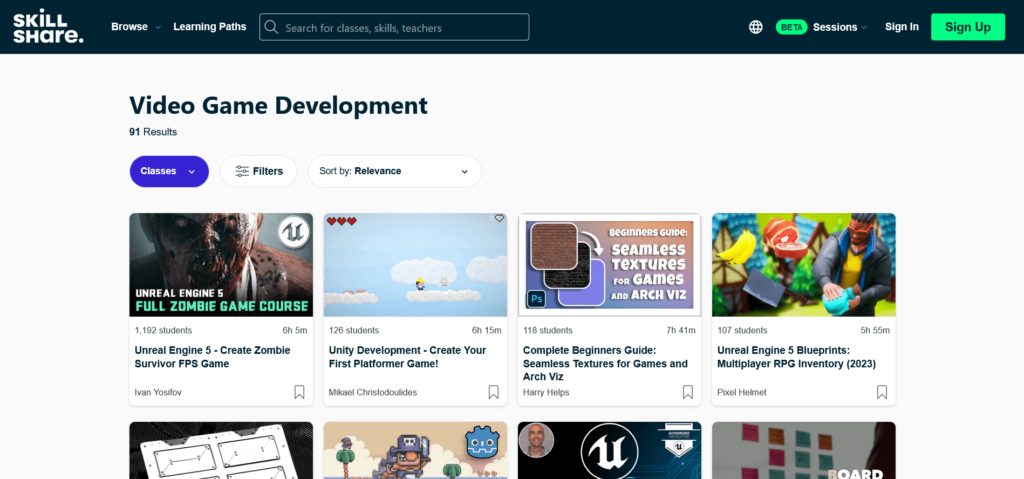 Skillshare.com - Online Video Game Development Courses