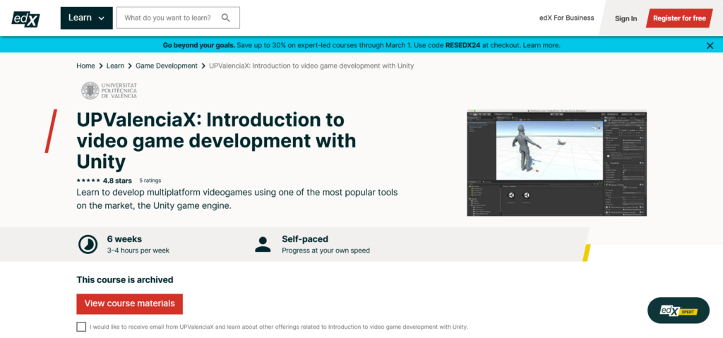 edX.org - Online Video Game Development Courses (Gameprofs)