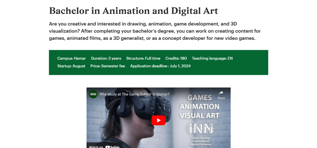 Inland Norway University of Applied Sciences - Game Development (Gameprofs)